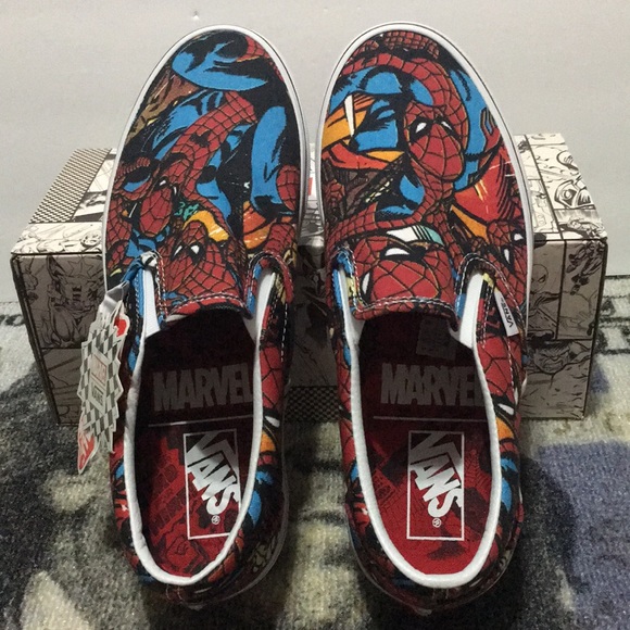 spiderman vans slip on